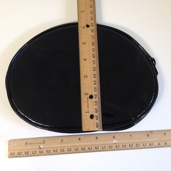 Vintage Avon Small Cosmetic Makeup Bag Coin Purse Shinny Black - Picture 7 of 12